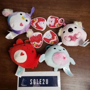 Squishmallow 2022 Valentine 3.5" Clip On Set of 4 Kaelea Niema Carlos Tomara